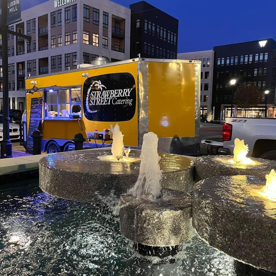 Yellow trailer event setup